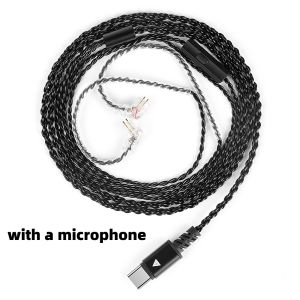 QKZ | QKZ TC 100 Four-Strand Silver-Plated Upgrade Cable Type-C 2PIN with Microphone Fever Earphone Upgrade Cable Impostos Inclusos