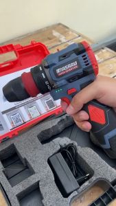 【2 ไฟฟ้า 1 ชาร์จ + กล่องแขนพลาสติก】EUIO 16.8V เครื่องมือเจาะไฟฟ้า สว่านไขควง มอเตอร์บัสเลส  เจาะกระแทก แบตเตอรี่ลิเทียม ส่งฟรี สว่านไร้สาย สว่านไฟฟ้าไร้สาย สว่านmasaru สว่านเปลื่ยนหัวได้