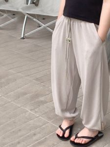 Girls Summer Anti-Mosquito Pants Loose Fit Lightweight Casual Trousers Elastic Waist Cotton Blend Fabric Breathable Childrens Clothing