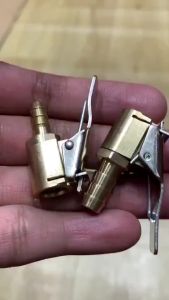 พร้อมส่ง หัวเติมลมแบบหนีบ หัวเติมลม กดล็อก สั้น วาวล์เติมลม ทองเหลือง ขนาด 6mm 8mm