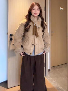 PEIZIXUAN | Short Thick Velvet Suede Coat Women Autumn Winter