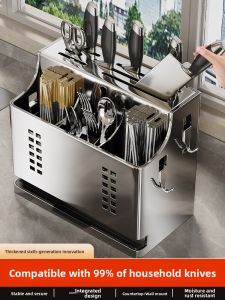 B&W | Multifunctional Kitchen Knife Rack with Chopstick Holder