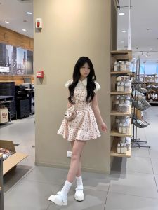 Princess Style Short Skirt Dress Womens Summer 2025 Pure Desire College Style Doll Collar Waist Cinch Fake Two-Piece Strapless Dress