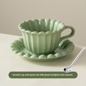 Onlycook Ceramic Coffee Cup And Plate Set Fine Mocha Cup Latte Cup Afternoon Tea Tableware with Spoon Home Use Coffee Utensils