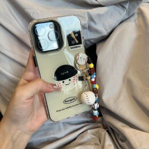 Creative Cartoon Rugby Baseball Circle Phone Case for Apple 15Promax iPhone 16Promax Womens 13 Unique 16 Fun Trendy 15 Fashionable