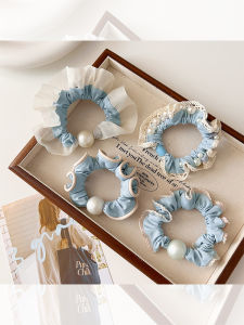 Pearl Blue Lace Floral Large Childrens Hairband
