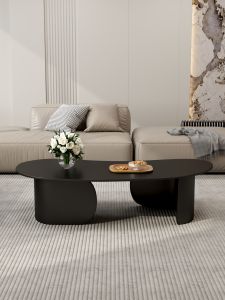 Modern Minimalist Italian Style Rock Board Coffee Table Black Luxury Simple Home Office Living Room New 2024 Version