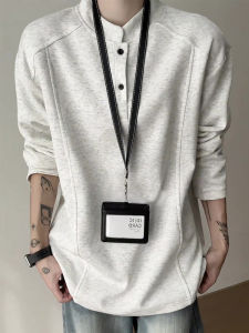 Áo Thun Dài Tay Kiểu Henry American Dành Cho Nam Mùa Thu Cleanfit Nặng Cổ Đứng Áo Nỉ Vai Cao Cảm Giác Cao Cấp Polo