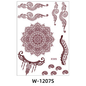 Mehndi Design Brown Henna Tattoos for Women Flower Mandala Sticker for Hand Waterproof Tattoo Fake Hena Tatoo