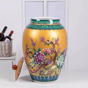 Rice storage container 25kg Ceramic airtight food container Moisture and insect-proof Household porcelain big jar with lid