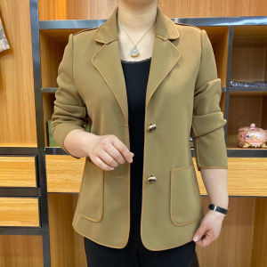 Elegant Watercolor Print Suit Jacket Fashionable Versatile High-End Womens Shirt Commute Simple Style Seven-Sleeve Polo Collar