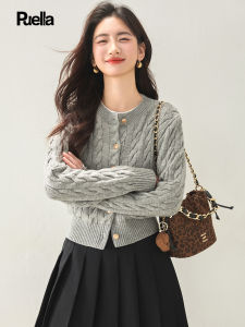 Puella | Áo Cardigan Dệt Kim Cổ Tròn Đa Năng Retro