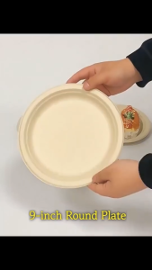 100/50PCS Extra Thick Sugarcane Paper Plates 7/9/10 Inch Eco Friendly Disposable Heavy Duty Plates for Party BBQ Picnic