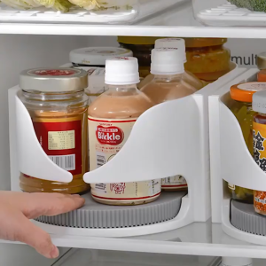 360° Rotating Refrigerator Storage Rack Seasoning Bottle Storage Turntable Tray Space-saving Kitchen Organizer