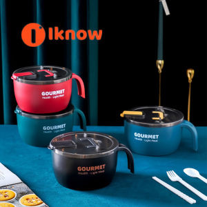 I know 304 stainless steel instant noodles bowl Korean instant noodles bowl for students portable lunch box and water soluble instant noodles with tableware