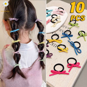 10ชิ้นสีลูกอมยางรัดผมเด็กผู้หญิงหวานเส้นผมยืดหยุ่นโบว์อุปกรณ์ผมสำหรับเด็กหมวก