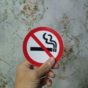 ห้ามสูบบุหรี่ ห้ามดูด งดสูบบุหรี่ สติกเกอร์ Sticker ป้ายเตือน ป้ายบอก คำเตือน เขตปลอดบุหรี่ ขนาดเส้นผ่าศูนย์กลาง 4 นิ้ว