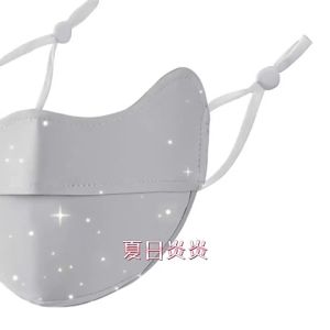 Mặt Nạ Chống Nắng Mùa Hè Bằng Vải Lụa Đá Mát Lạnh Dành Cho Nữ Chống Tia UV Thoáng Khí Nhẹ Dùng Được Khi Trang Điểm Che Khóe Mắt Chống Trầy Xước