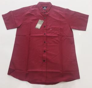 Mallevic MLV 522 - Kemeja Merah Polos Lengan Pendek Pria