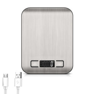 [Maxmall9] เครื่องชั่งอาหารดิจิตอลสแตนเลสชาร์จ USB ขนาดกะทัดรัดแม่นยำสำหรับครัวและการทำอาหาร