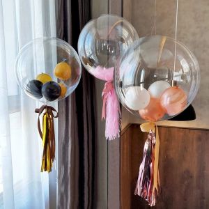 5pcs 12/20/24/36inch Transparent BoBo Balloon Birthday Wedding Valentines Day Christmas Decoration Party Supplies