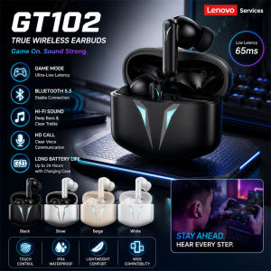 Lenovo | Lenovo GT102 Wireless E-sports Headset TWS Bluetooth 6.0 Earphones Music Gaming Earbuds 50ms Ultra-low Latency HD Voice Calls