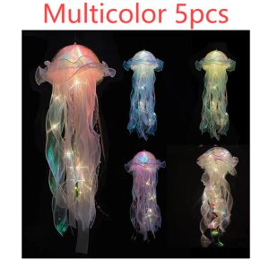 1-5pcs Jellyfish Lamp Jellyfish Atmosphere Night Light Button Battery Hanging Ceiling Lantern Creative Jellyfish lantern Photo