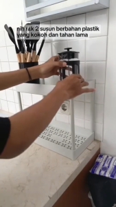Rak Dapur Square Rak Kosmetik 2 Susun Dengan Roda Serbaguna Rak Kamar Mandi Portable
