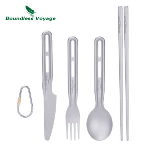 Boundless Voyage Ultralight Titanium Camping Flatware Resuable Tableware Cooking Utensils for Soup Oatmeal Salad Noodles