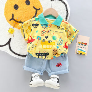 Summer Baby Boy Clothes Set Printing Vehicles Short sleeves Polo T-shirt Shorts Terno for Kids Boy Children Daily Casual Summer Outdoor Wear 6M-4Y