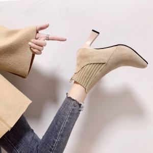 Internet Hot Thin Boots Low Heel Boots Womens Spring and Autumn Boots Stretch Socks Boots Pointed Stiletto High Heels Womens Winter Ankle Boots