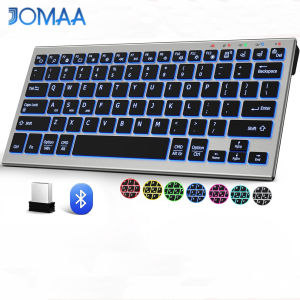 JOMAA | JOMAA Bluetooth Wireless Keyboard with 7 Colored Backlits Rechargeable Compact Cordless Computer Keyboard for Windows PC