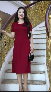 Đầm Suông A cổ cách điệu kèm hoa dệt cực sang DL517-DL518