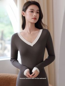 MiiOW | Slim Fit Modal Womens Autumn Thermal Underwear Set Thin Style V-Neck Long Sleeve Inner Wear For Ladies MiiOW Cat Person