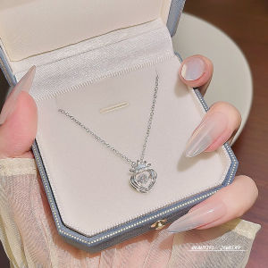 สไตล์หวานสร้อยคอไทเทเนียมโดย Han Han ผสมอัญมณี Inlay รูปหัวใจจี้สําหรับผู้หญิงอุปกรณ์เสริมแฟชั่น