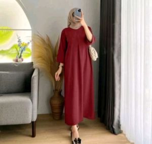GAMIS DASTER CRINGKLE AIRFLOW PREMIUM GAMIS RESLETING BUSUI LENGAN 7/8 TANPA SAKU TANPA TALI