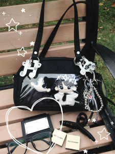 AORDA Black Single Shoulder Slant Cross Pain Bag Korean Style Youth Casual Nylon Bag for Star Chasers Small Size