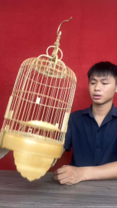 Lồng chim khuyên trơn trúc già cật size 22 – form nhỡ hàng kỹ tặng full phụ kiện đồng