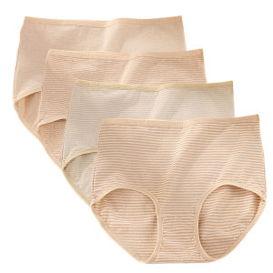 Sentexin 4Pcs Cotton Underwear Women High Waist Panties Girls Briefs Tummy Control Underpants for Ladies Lingerie
