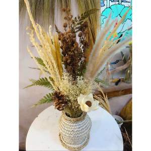 Bunga Dekorasi Rustic Aesthetic Hiasan meja dengan Vas Belang 20CM