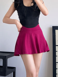 Sporty Mini Skirt with Inner Lining Anti-Light Elastic Slimming Training Half-length Pleated Tennis Fitness Breathable