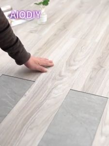 AIODIY Miếng nhựa lót sàn giả vân gỗ sang trọng có keo sẵn dễ dán 455x1524 cm