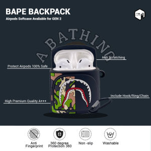 Casing Airpods Pro Gen 2 Gen 3 3D Case Ba- pe Backpa- ck Keren Premium Silikon Softcase Earphone Pelindung Anti Debu