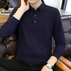 เสื้อยืดแขนยาวสีแดง ทรงสลิมฟิต สำหรับผู้ชาย แบรนด์ Playboy ทรงปกติ คอโปโล แฟชั่นฤดูใบไม้ร่วง สำหรับผู้ชาย