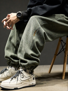 SZON | Mens Autumn/Winter Heavyweight Waffle Jogger Pants Loose Straight Leg Fleece Pants