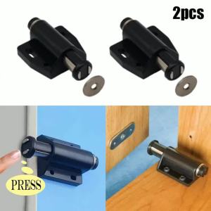Magnetic Push To Open Touch Latch Parts Accessaries Black Cabinet Cupboard Doors Drawer Hardware Latch Catch 2x