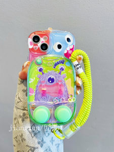 Cute Monster Cartoon Soft Silicone Phone Case for Apple 15 pro Max Full Cover Stress Relief Gaming Machine Female Model New Popular