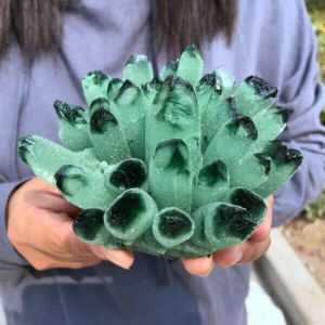 Pretty Green PHANTOM Crystal Cluster Rough Splicing Mineral Specimen