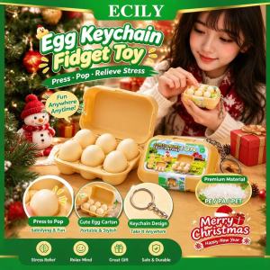 🔥New upgraded🔥 Egg Shape Fidget Toy Clicker Keychain with 6 Buttons Durable ABS Shell Crisp Click Portable Stress Relief Keyring Christmas Gift