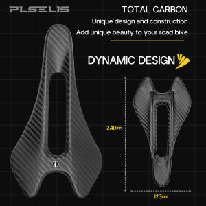 Plselis Carbon Fiber Road Bicycle Saddle 60g Hollow Breathable Ergonomic Lightweight High-Strength Seat Cushion for Cycling